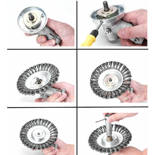 Gresstrimmerhode for ryddesag, roterende gresstrimmer – Universalt stålfibertrimmerhode, 6 tommer