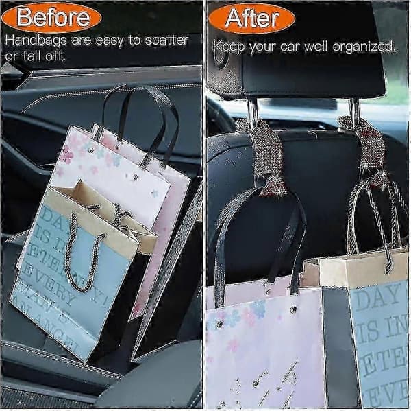 Car Headrest Hooks, Handmade Bling Headrest Hooks Organizer, Universal Car Hooks, Car Seat Hooks for Vehicles, 2-Pack