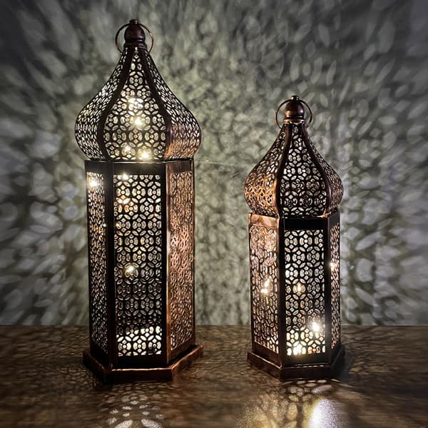 Small Moroccan Lantern in Black Metal 27.2 cm - Moroccan Teal [LD]