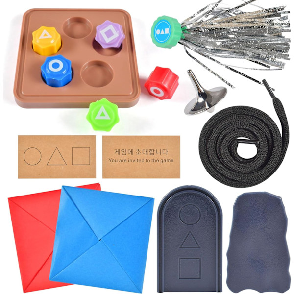 Squid Game 2, Koreansk traditionell lek, Koreansk folkleksset – Jack Stone-lekset inspirerat av Squid Game 2 (9 st + bas), Familjespel, bästa p Korean Folk Games Set