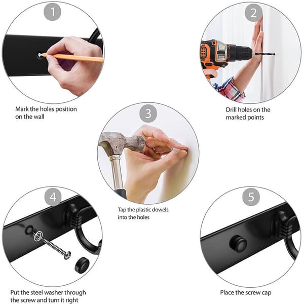 Wall Coat Rack (2-pack) - Stainless Steel Wall Hooks - Versatile and Robust Coat Rack with Mounts Included