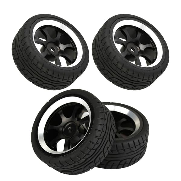 4 stk. RC-fælge med gummidæk til 1:10 65 mm diameter x 26 mm bredde sæt