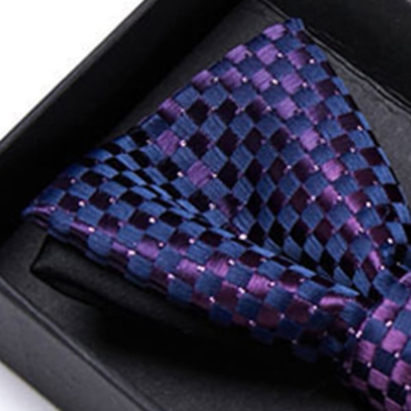 Herr slips set fluga näsduk manschettknappar moderiktigt elegant slips set för bal festival mörklila