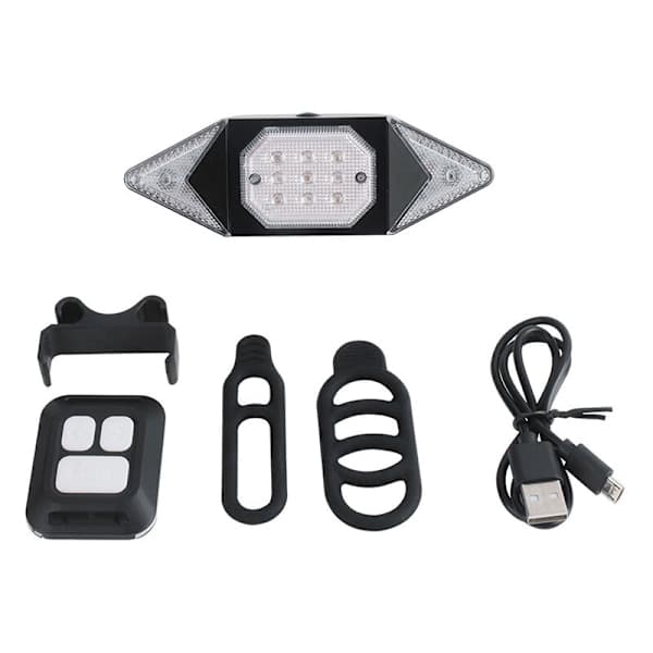 Waterproof Bicycle Taillight with Turn Signals, Wireless Remote Control, Rechargeable Brake Warning Light