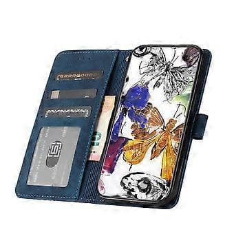 Compatible with Huawei P30 Pro Embossed Butterfly Case with Wallet and Stand - Blue Blue Blue