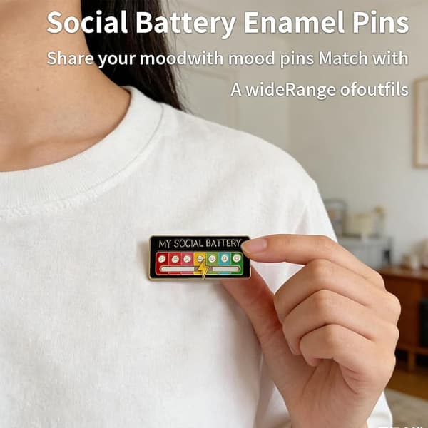 Mood Meter Pin - 2-piece Social Battery Badge - Funny Enamel Pin for Backpack, Jacket and Bag 2pcs 2pcs