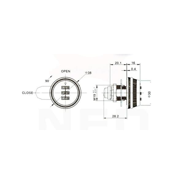 Mailbox Lock 20mm / 30mm 3-Digit Combination Mailbox Lock, Rotary Lock for Cabinet Drawers 30mm - Red Antique Mechanical Combination Lock