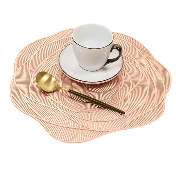 Rose Flower Pressed Vinyl Placemats Elegant Table Mats Kitchen Table Setting for Wedding Holiday Dinner