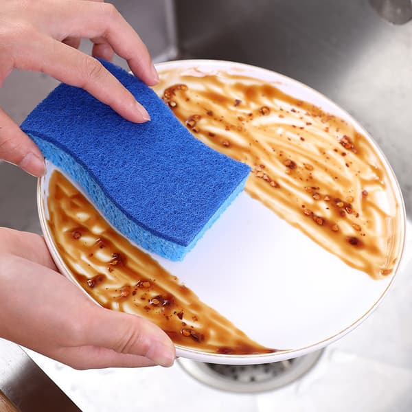 5-pack Scratch-Free Cellulose Scrubber Sponge, Double-Sided Dishcloth for Daily Kitchen Dishwashing, Pot Cleaning