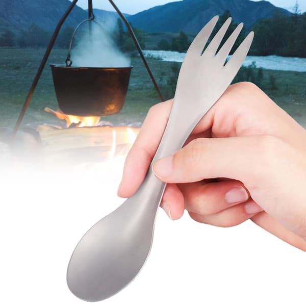 2-i-1 Multifunctional Picnic Spoon Smooth Comfortable Portable Cutlery Camping Fork for Outdoor Use