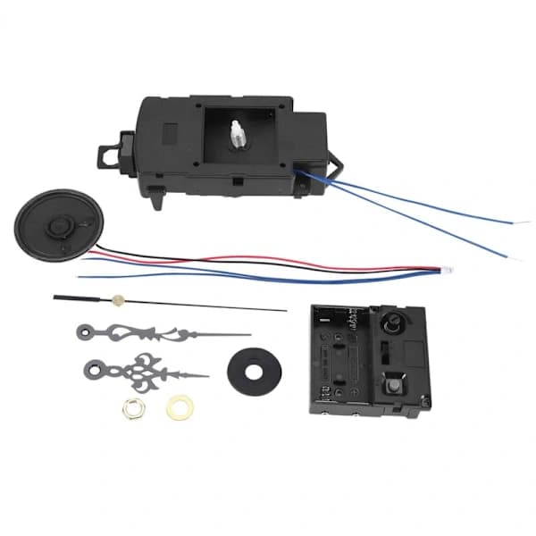 Pendulum Clock Movement with Black Hands, Music Box Speaker, Batteries, Melody Mechanism for DIY Clock, A