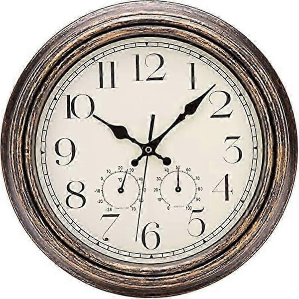 Haveur Udendørs Vandtæt Ur Med Termometer Hygrometer 12 Tommer