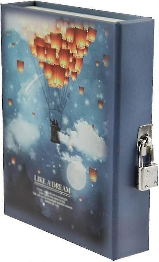 Secret Notebook Padlock With Lock Cover Notepad Lock With Key Padlock Carton (Luminous Parachute)