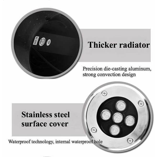Nedsænket gulvlampe i rustfrit stål (3W, varm hvid)