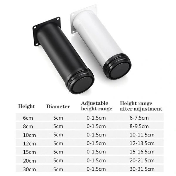 Møbelhjul Fødder Ben SORT 30CM Sort 30cm