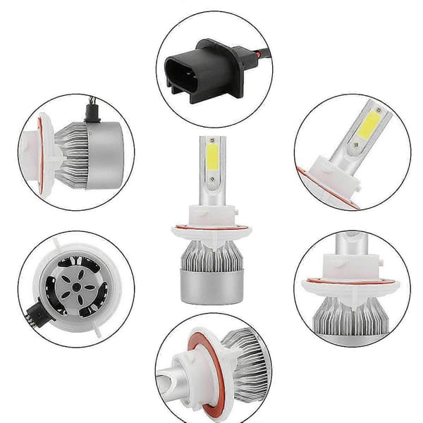 (2-pack) H13 / 9008 LED Headlight (Low & High Beam) C6 Conversion Kit, 72W 8500LM 6500K Cool White
