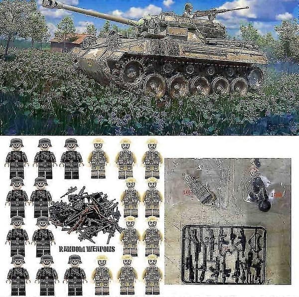 20 pcs Soldiers + Weapons Mini Figures WW2 Military Set, Army Weapons