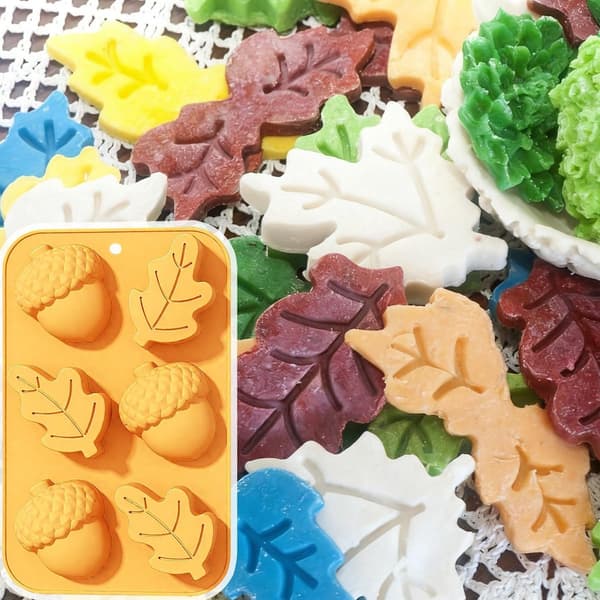 Silikone Halloween Chokoladeforme - Græskarblade, til Bagning, Sæbe, Muffins - 27*17*3cm - Orange