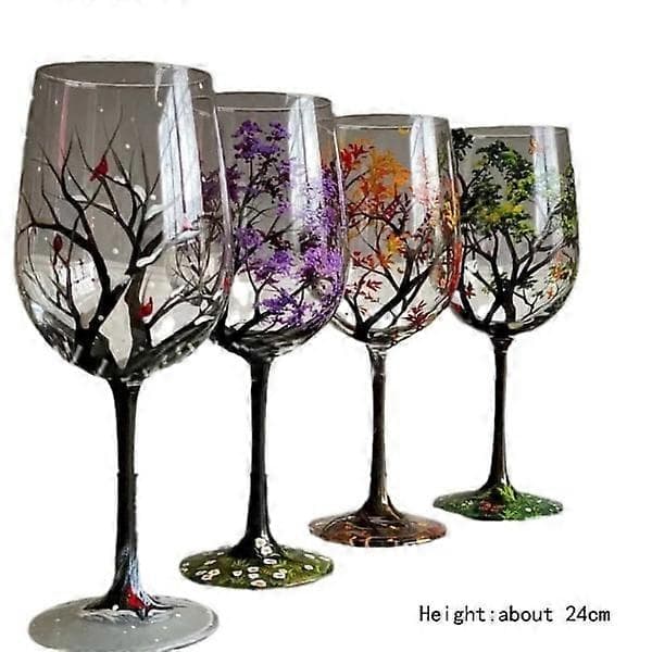 Fire årstider Træ Vinglas Årstider Glas Kop FORÅR FORÅR