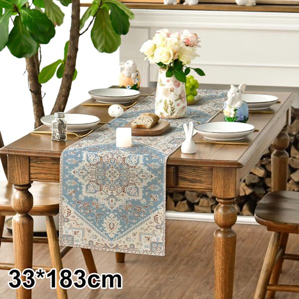 Bohemian Style Orange Bordslöpare, Rustik Lantlig Bondgård Förtrollande Höst Kök Matbord Dekoration för Heminredning 13x72 Tum Style 4
