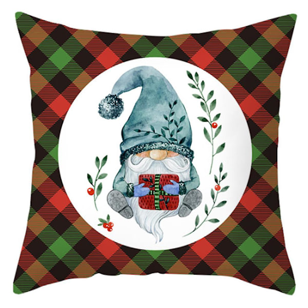 Julepute i Polyesterfløyel for Julenissen, Nisse, Snømann og Rutete Mønster 45*45cmD