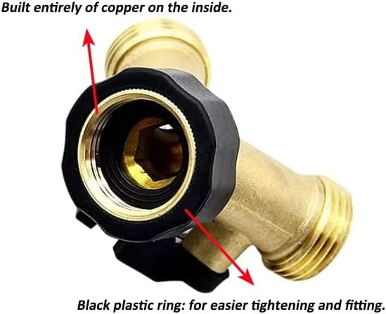 Brass Y-splitter, two-way connection for washing machine hose 3/4\"
