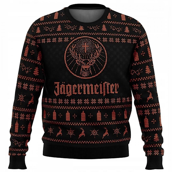 Bebetter Jagermeister Karneval Juletrøje Pullover Herre 3D Sweatshirt Orange S Orange Orange S