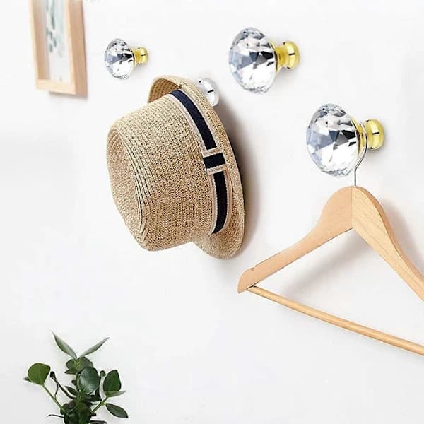 12 Crystal Glass Cabinet Knobs Diamond Cut Drawer Pulls for Kitchen Cabinets Wardrobes and Doors 30mm Gold