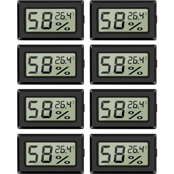 8-pak Mini Digital Hygrometer Termometer med Temperatursensor til Indendørs Drivhus Bil Kontor i Celsius