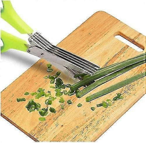 Multifunctional Kitchen Scissors with 5 Stainless Steel Blades and Cleaning Comb (Green)