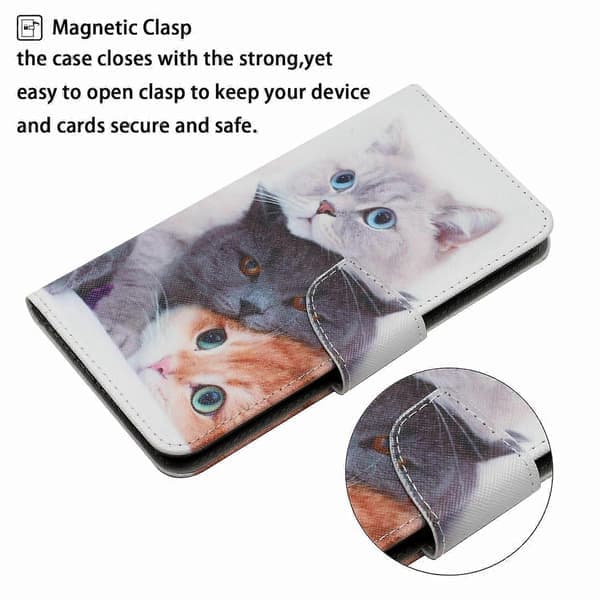 TKdaddy for Samsung Galaxy A17 5G Case Pattern Print Protective Leather Folio Phone Case with Wrist Strap Three Cats