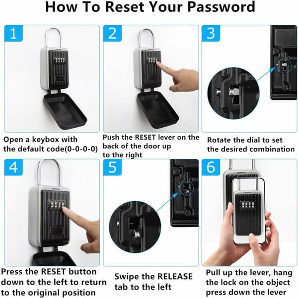 Key Security Box with 4-Digit Combination Code, Wall-Mounted Key Security Box Zinc Alloy Waterproof Key Box for Home, Office and Garage