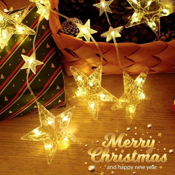Star Curtain Light String 3m Warm White/Multicolor with Solar Powered+USB