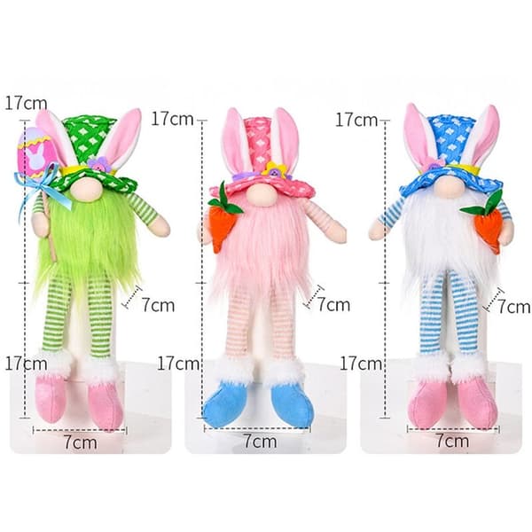 Long-legged Easter Rudolf Gnome Elf Rabbit LED Light Rabbit Dolls Kids DIY Happy Easter Party Decor,B