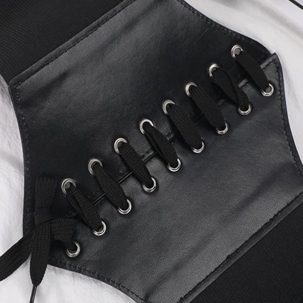Adjustable Corset with Lacing Black Black