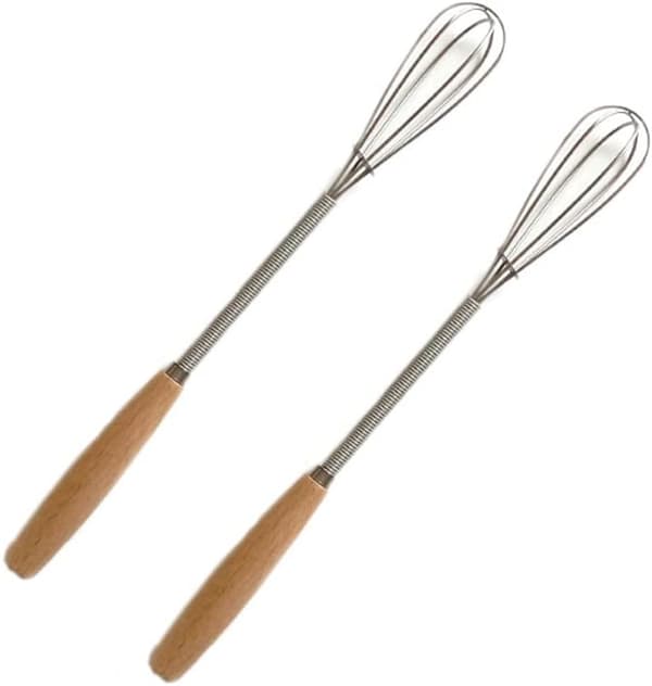 2-pakning liten visp i rustfritt stål, eggvisp for matlaging, skummer for omrøring, visping, blanding av ingredienser, sauser