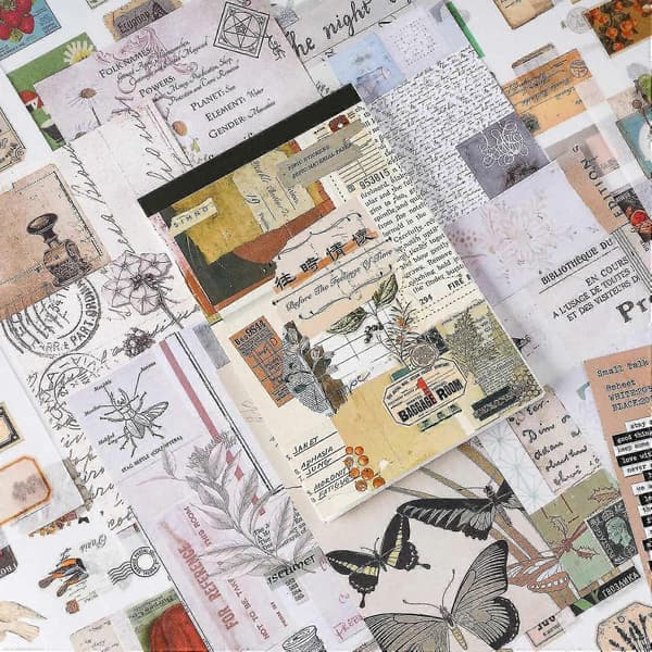 Vintage Junk Journaling Scrapbooking Materialpakke, Retro Ephemera Pakke, Til Planlægger Dagbog Collage