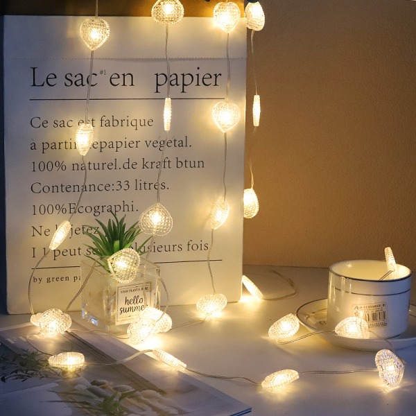 Ny hjerteformet skinnsnor dekorativ lyssnor: ferie bryllup julesnor 3 meter 30 lys