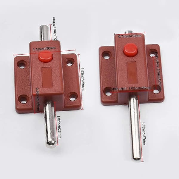 Door Bolt Lock, Automatic Spring Button Security Latch, Inner and Outer Door Latches for Wardrobes, Windows, Cabinets, Bedrooms, Kitchens (White)