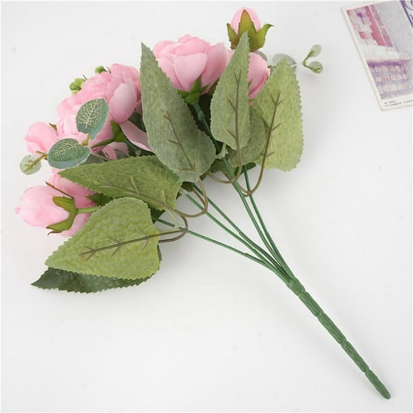 Kunstig Silke Peony Falske Blomster Bryllupsbuket DIY Hjem Køkken Rose Kunstig Peony Buket