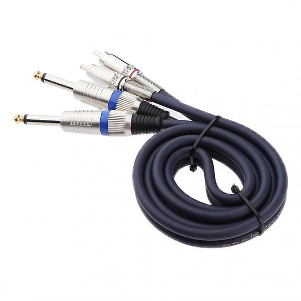 Dobbel 1/4 6,35 mm til Dobbel Phono RCA Lydkabel for Mikser Forsterker 1m