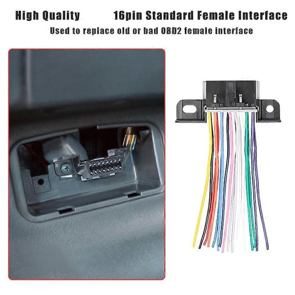 Universal 16-bens J1962F OBD2 hun til han DIY fast kabeladapter 10cm