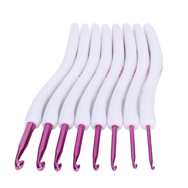 8 Pcs Crochet Hooks Bent Soft Handle Comfortable Portable Knitting Tool for Weaving Enthusiasts Pink