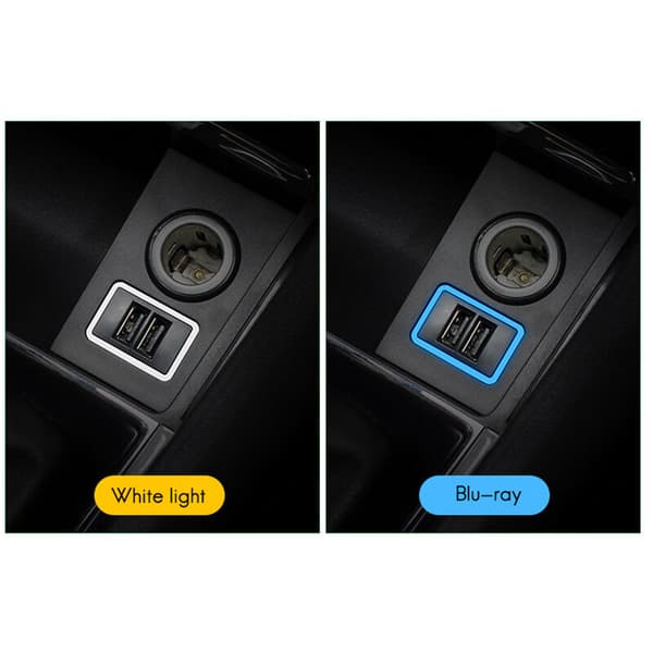 Dobbelt USB-port Biloplader Telefon DVR Adapterkabel Plug & Play til 2017-2020 med Blåt Lys