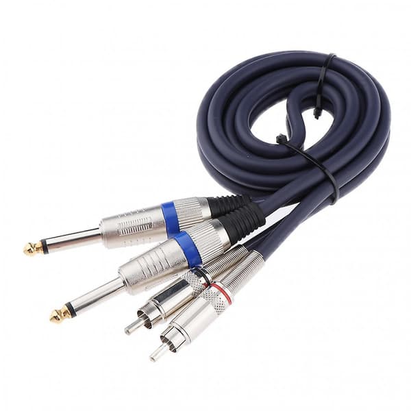 Dobbel 1/4 6,35 mm til Dobbel Phono RCA Lydkabel for Mikser Forsterker 1m