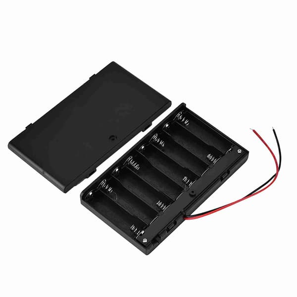 Portable AA Battery Holder Storage Box with Lid and Switch