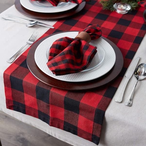 Classic Rustic Table Runner, 30*275cm, Red & Black