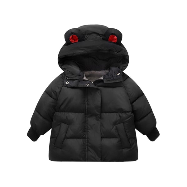 Huvjackor för flickor vinter med huva med huva casual pocket hoodies quiltade kappor, färg: svart, storlek: DE 104