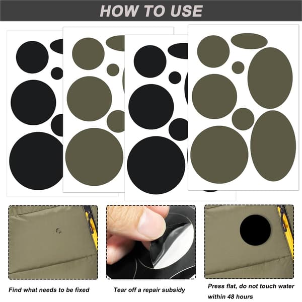 10 Pieces Down Jacket Repair Kit, Nylon Fabric Repair Patch Self-Adhesive Waterproof Stick-On Patch Tape