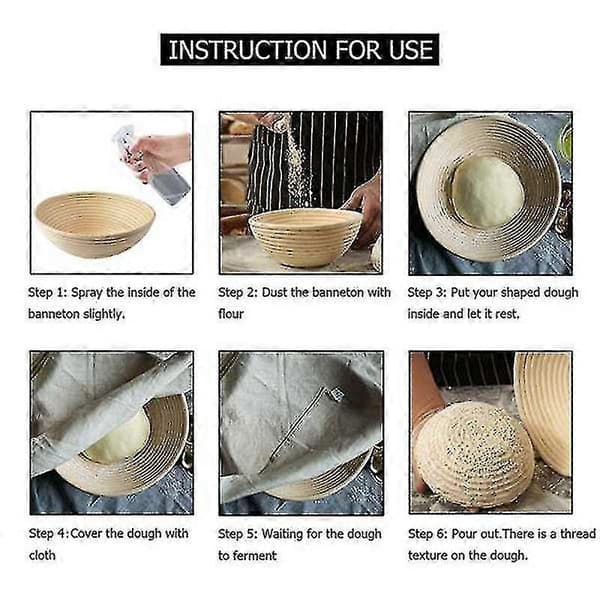 6 pcs Banneton Proofing Basket Bread Basket With Removable Liner And For